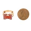 An Imperial Topaz Ring & Italian Coin Ring in 14K