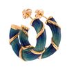 A Pair of Guilloche Enamel Hoop Earrings in 14K