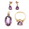 A Suite of Amethyst Jewelry in 14K