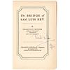 THORNTON WILDER Signed Pulitzer Prize Book Titled, The Bridge of San Luis Rey
