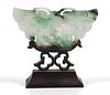 Carved Chinese Celadon Jade Butterfly Sculpture