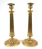 Pair Neoclassical Brass Candlesticks