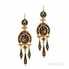 Archeological Revival Gold and Micromosaic Earrings