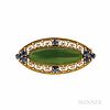 Arts and Crafts Tiffany & Co. 18kt Gold, Jade, and Sapphire Brooch