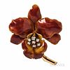 Tiffany & Co. 18kt Gold, Enamel, and Diamond Orchid Brooch