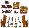 Chinese Foo Dogs, Wood, Soapstone and Metal Assortment