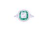 Double Halo Emerald & Diamond Platinum Ring