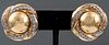 Vintage 14K Yellow Gold Diamond Domed Earrings