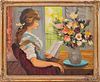 Marcel Dyf "Woman Reading" Oil on Canvas
