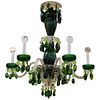 Baccarat Attributed Green & Clear Glass Chandelier