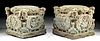 Chinese Ming Sandstone Pedestals w/ Snow Lions (pr)