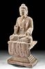 Tang Dynasty Stone Seated Buddha / Shakyamuni