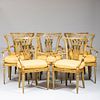 Set of Eight George III Style Painted and Caned Armchairs, of Recent Manufacture