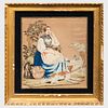 Italian Needlework Picture of a Woman and a Hound