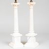 Pair of Alabaster Columnar Lamps