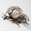 Silvered Metal Figure of a Horned Beetle
