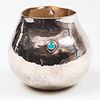 English Silver Bud Vase Inset with Cabochon
