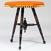Victorian Style Orange Velvet, Ebonized and Parcel-Gilt Side Table