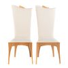 A Pair Contemporary Upholstered Tiger Maple Chairs