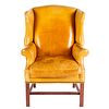 Chippendale Style Leather Wing Chair