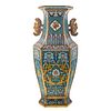 Chinese Cloisonne Enamel Paneled Vase