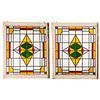 A Pair American Leaded/Stained Glass Window Panels