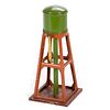 O Gauge Lionel 93 Water Tower with green tank and stand pipe, terra cotta framework, gold spout, red base