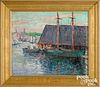 Frederick Wagner oil on canvas harbor scene