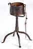 Iron and copper kettle lamp, early 19th c.