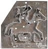 Large tin horse and rider cookie cutter, ca. 1900