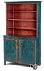 Painted pine stepback cupboard, ca. 1800