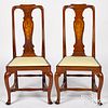 Pair of Queen Anne mahogany dining chairs