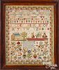 Large English wool on linen sampler, dated 1802