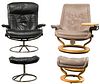 MCM Ekornes Stressless Upholstered Leather Chairs and Ottoman Sets