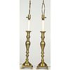 A Pair of Brass Candlestick Lamps