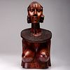 An African Wooden Carved Bust of a Woman