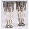 A Pair of Persian Engraved Silver Vases