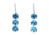 Blue Zircon & Diamond 14k White Gold Earrings