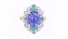 Tanzanite & Emerald Diamond 18k Gold Ring
