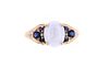 Australian Opal Blue Sapphire & Diamond 14k Ring