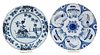 Two Large Blue and White Delft Chargers 