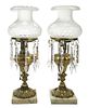 Pair of Electrified Brass Argand Lamps 