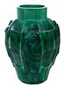 Curt Schlevogt Attributed Malachite Glass Vase