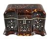 Tortoise and Mother of Pearl Inlaid Tea Caddy