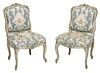 Pair Louis XV Carved Paint Decorated Side Chairs