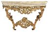 Louis XV Carved Paint Decorated Marble Top Console