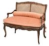 Provincial Louis XV Caned and Upholstered Settee