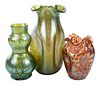Three Loetz or Loetz Style Art Glass Vases