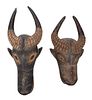 Two West African Carved Wood Bush Cow Masks