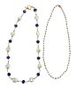 Two 18kt. Tanzanite Necklaces 